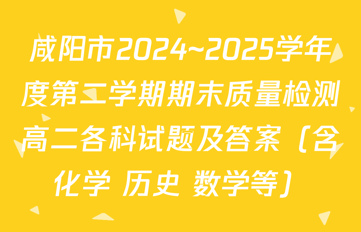咸阳市2024~2025学年度第二学期期末质量检测高二各科试题及答案（含化学 历史 数学等）