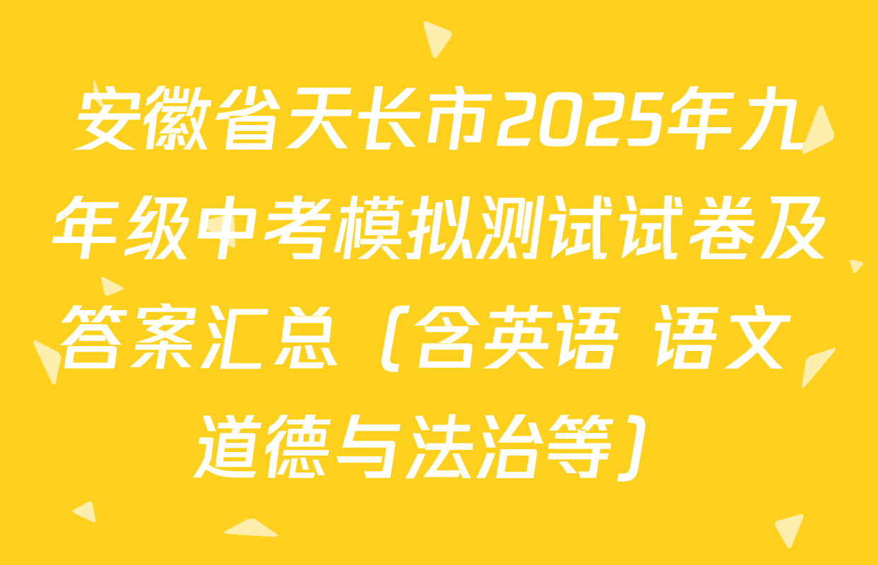 安徽省天长市2025年九年级中考模拟测试试卷及答案汇总（含英语 语文 道德与法治等）
