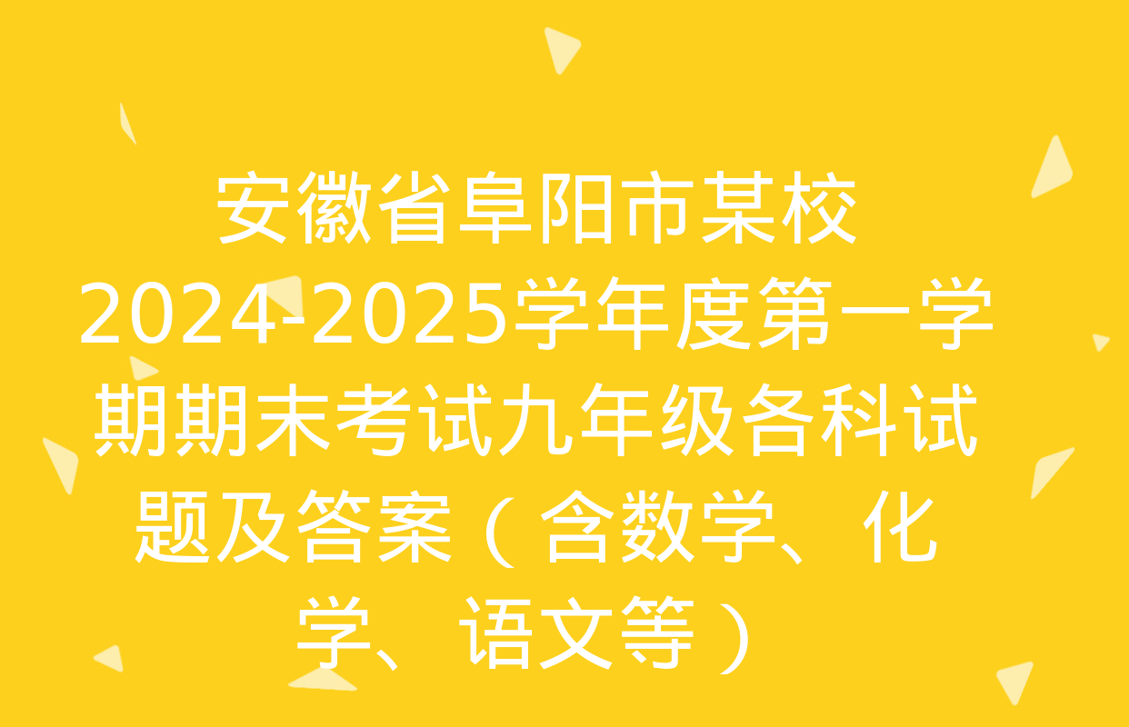 安徽省阜阳市某校2024-2025学年度第一学期期末考试九年级各科试题及答案（含数学、化学、语文等）