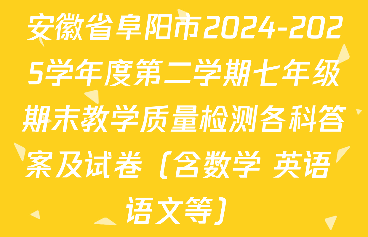 安徽省阜阳市2024-2025学年度第二学期七年级期末教学质量检测各科答案及试卷（含数学 英语 语文等）