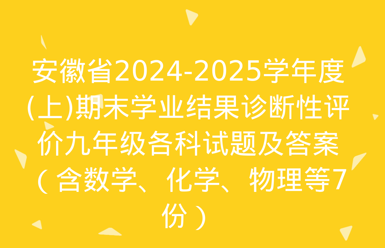 安徽省2024-2025学年度(上)期末学业结果诊断性评价九年级各科试题及答案（含数学、化学、物理等7份）