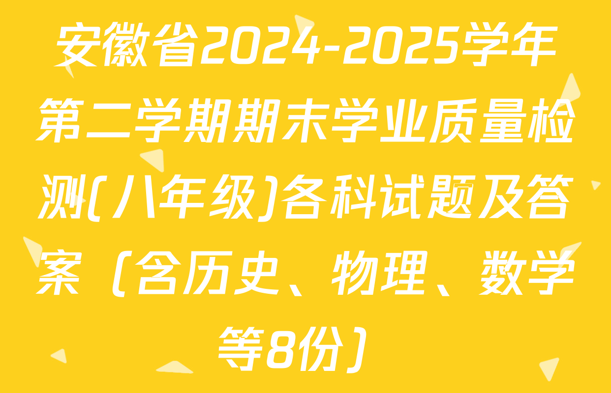 安徽省2024-2025学年第二学期期末学业质量检测(八年级)各科试题及答案（含历史、物理、数学等8份）