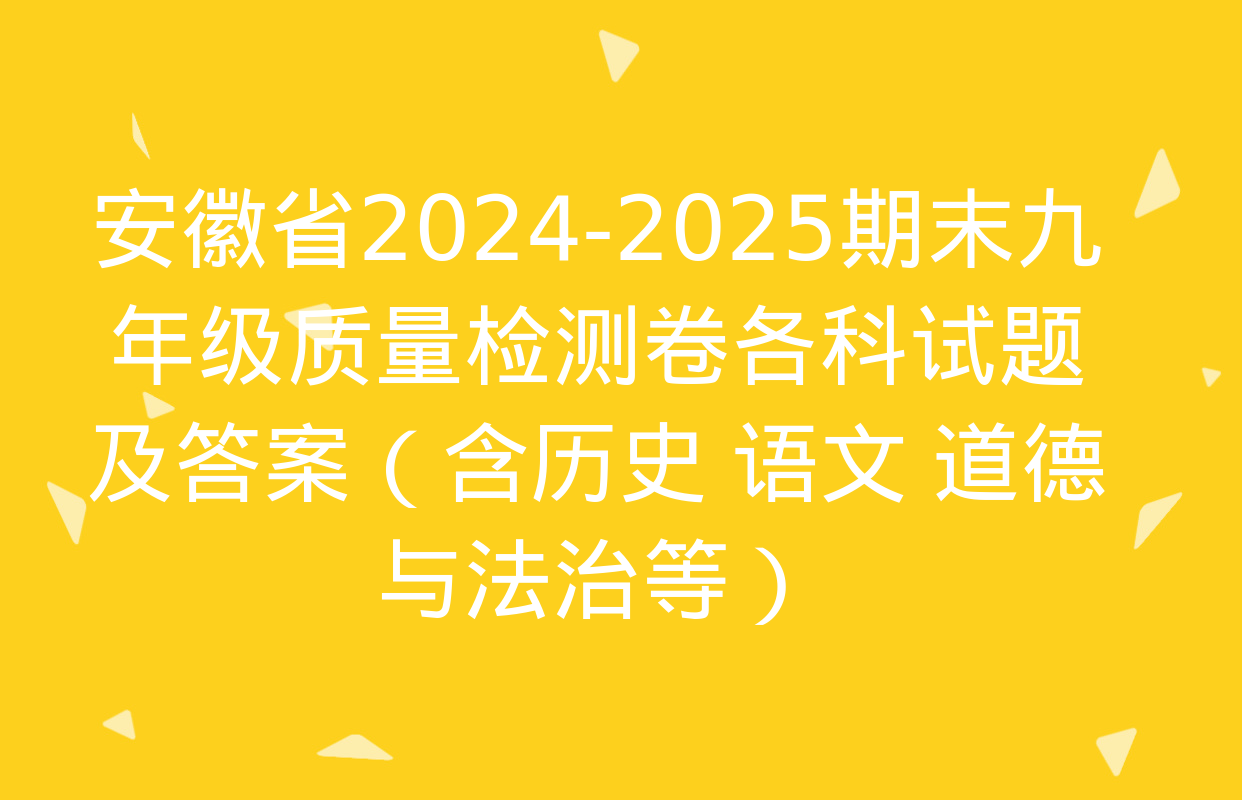 安徽省2024-2025期末九年级质量检测卷各科试题及答案（含历史 语文 道德与法治等）