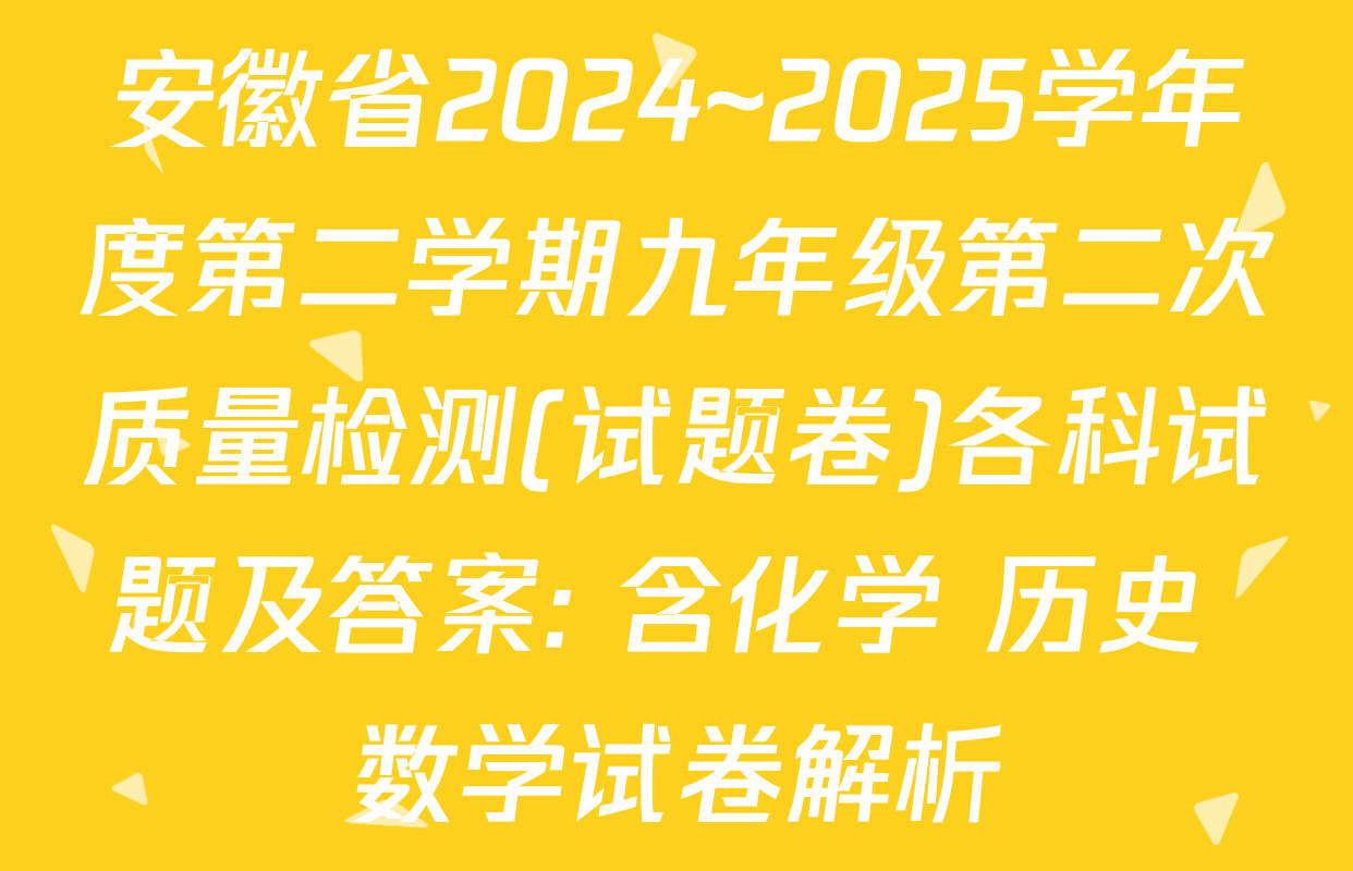 安徽省2024~2025学年度第二学期九年级第二次质量检测(试题卷)各科试题及答案: 含化学 历史 数学试卷解析
