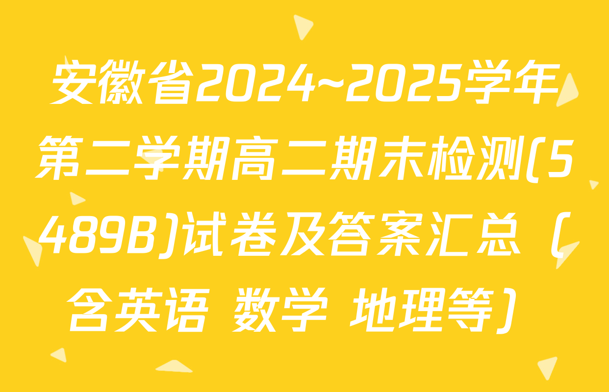 安徽省2024~2025学年第二学期高二期末检测(5489B)试卷及答案汇总（含英语 数学 地理等）