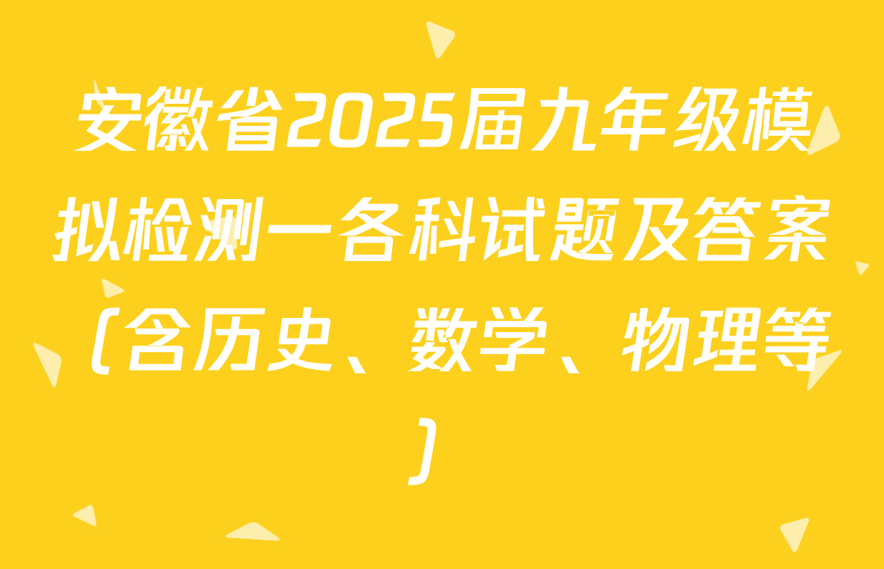 安徽省2025届九年级模拟检测一各科试题及答案（含历史、数学、物理等）