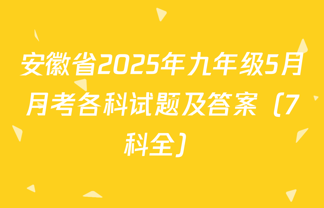 安徽省2025年九年级5月月考各科试题及答案（7科全）