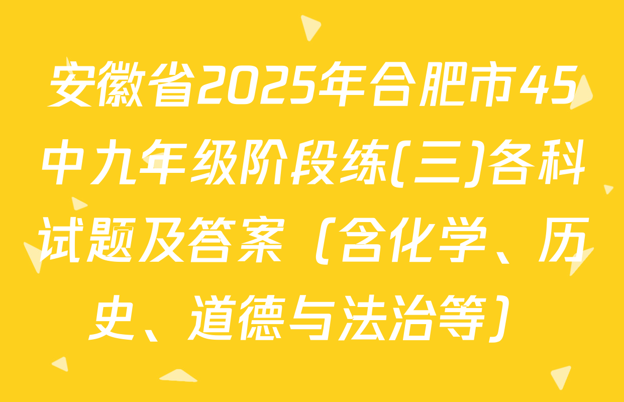 安徽省2025年合肥市45中九年级阶段练(三)各科试题及答案（含化学、历史、道德与法治等）
