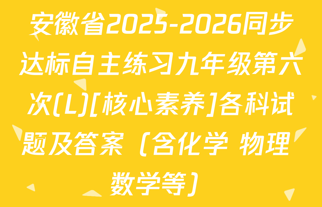 安徽省2025-2026同步达标自主练习九年级第六次(L)[核心素养]各科试题及答案（含化学 物理 数学等）