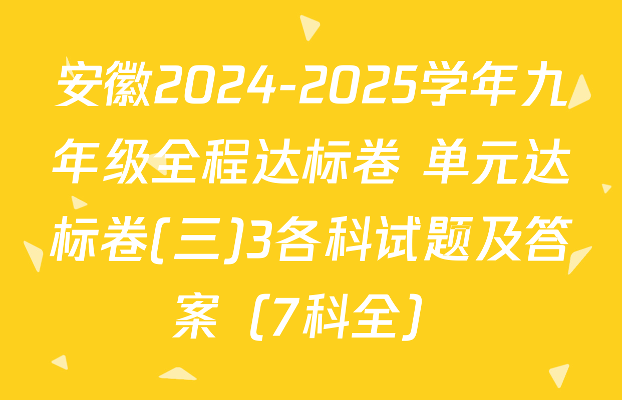 安徽2024-2025学年九年级全程达标卷 单元达标卷(三)3各科试题及答案（7科全）