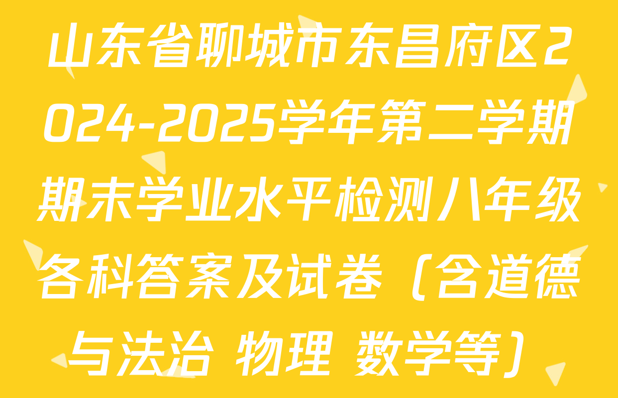山东省聊城市东昌府区2024-2025学年第二学期期末学业水平检测八年级各科答案及试卷（含道德与法治 物理 数学等）