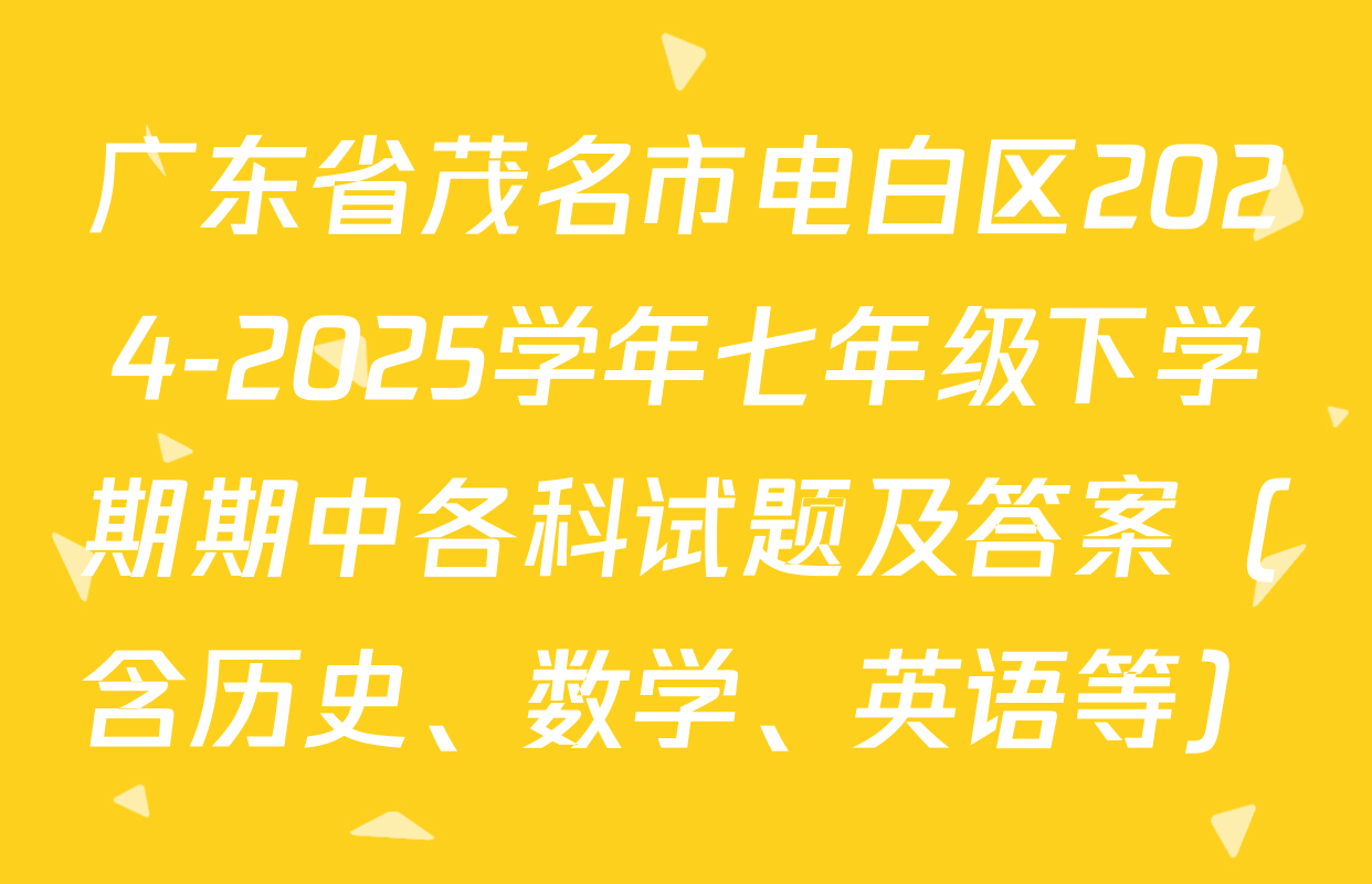 广东省茂名市电白区2024-2025学年七年级下学期期中各科试题及答案（含历史、数学、英语等）
