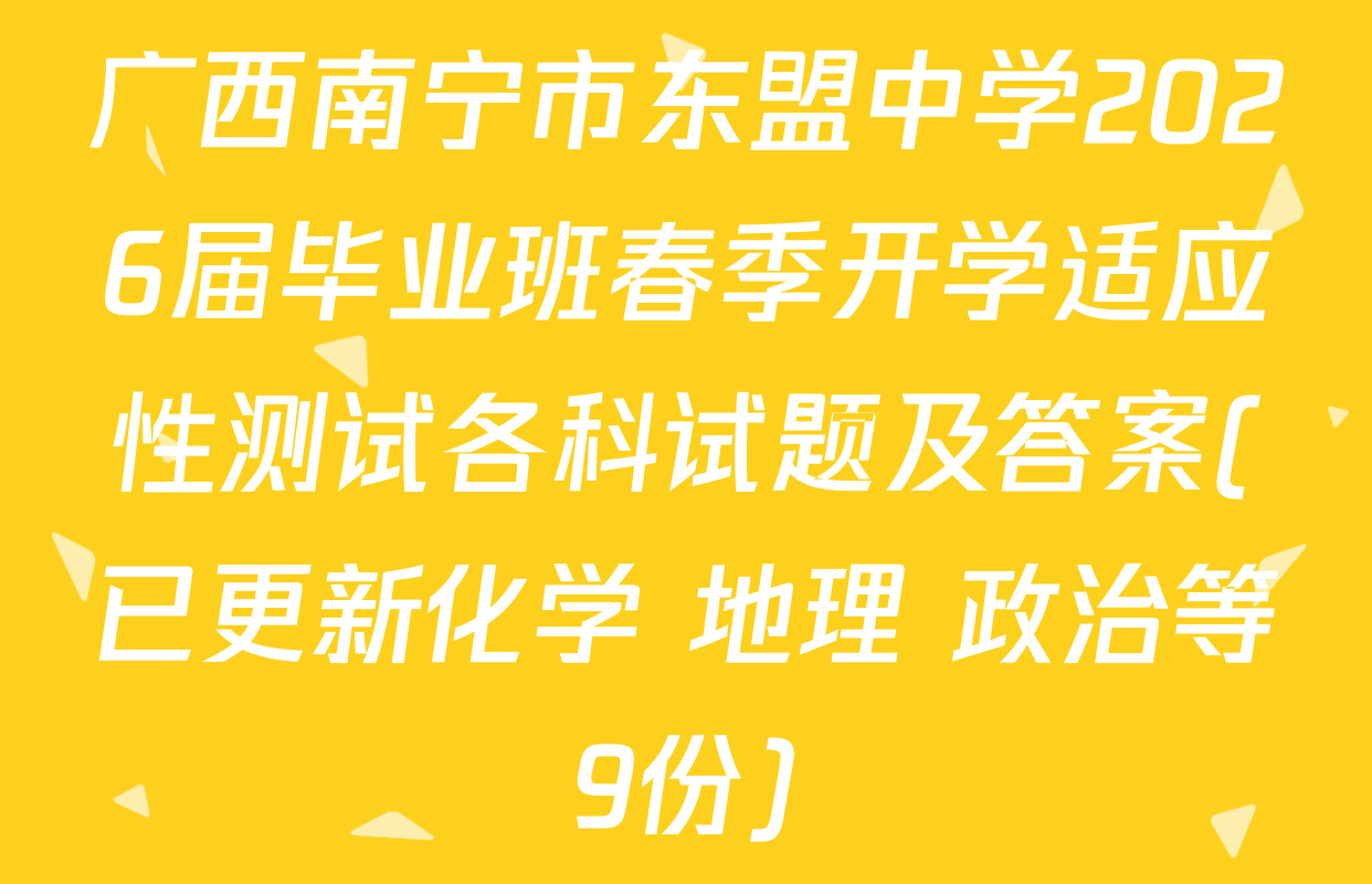 广西南宁市东盟中学2026届毕业班春季开学适应性测试各科试题及答案(已更新化学 地理 政治等9份)