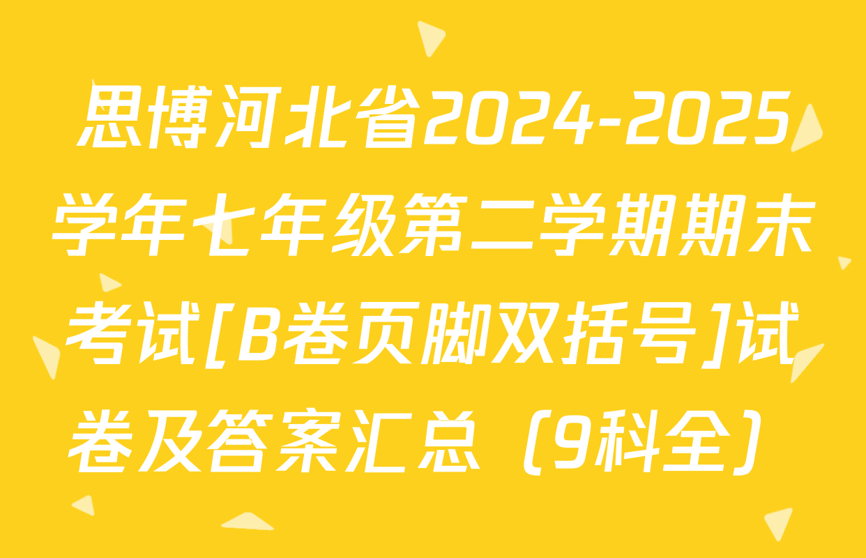 思博河北省2024-2025学年七年级第二学期期末考试[B卷页脚双括号]试卷及答案汇总（9科全）