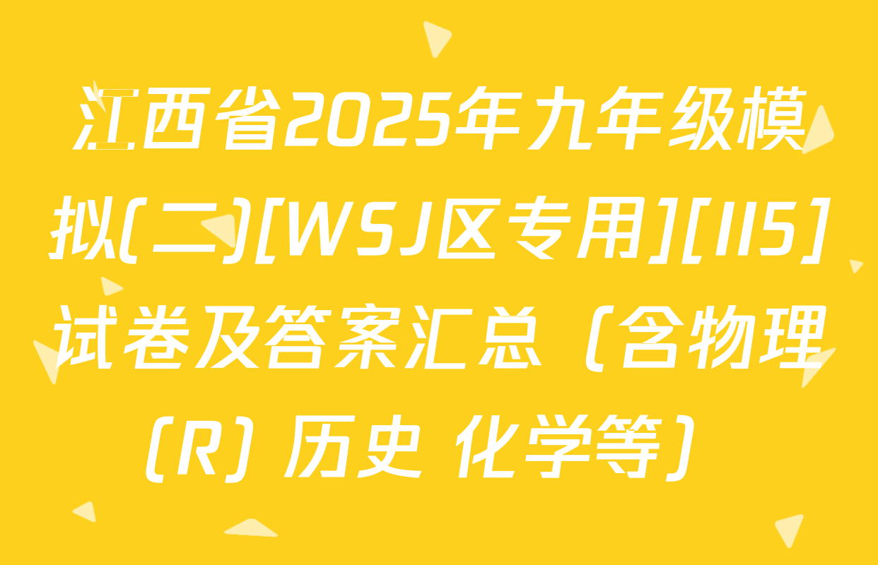 江西省2025年九年级模拟(二)[WSJ区专用][II5]试卷及答案汇总（含物理(R) 历史 化学等）