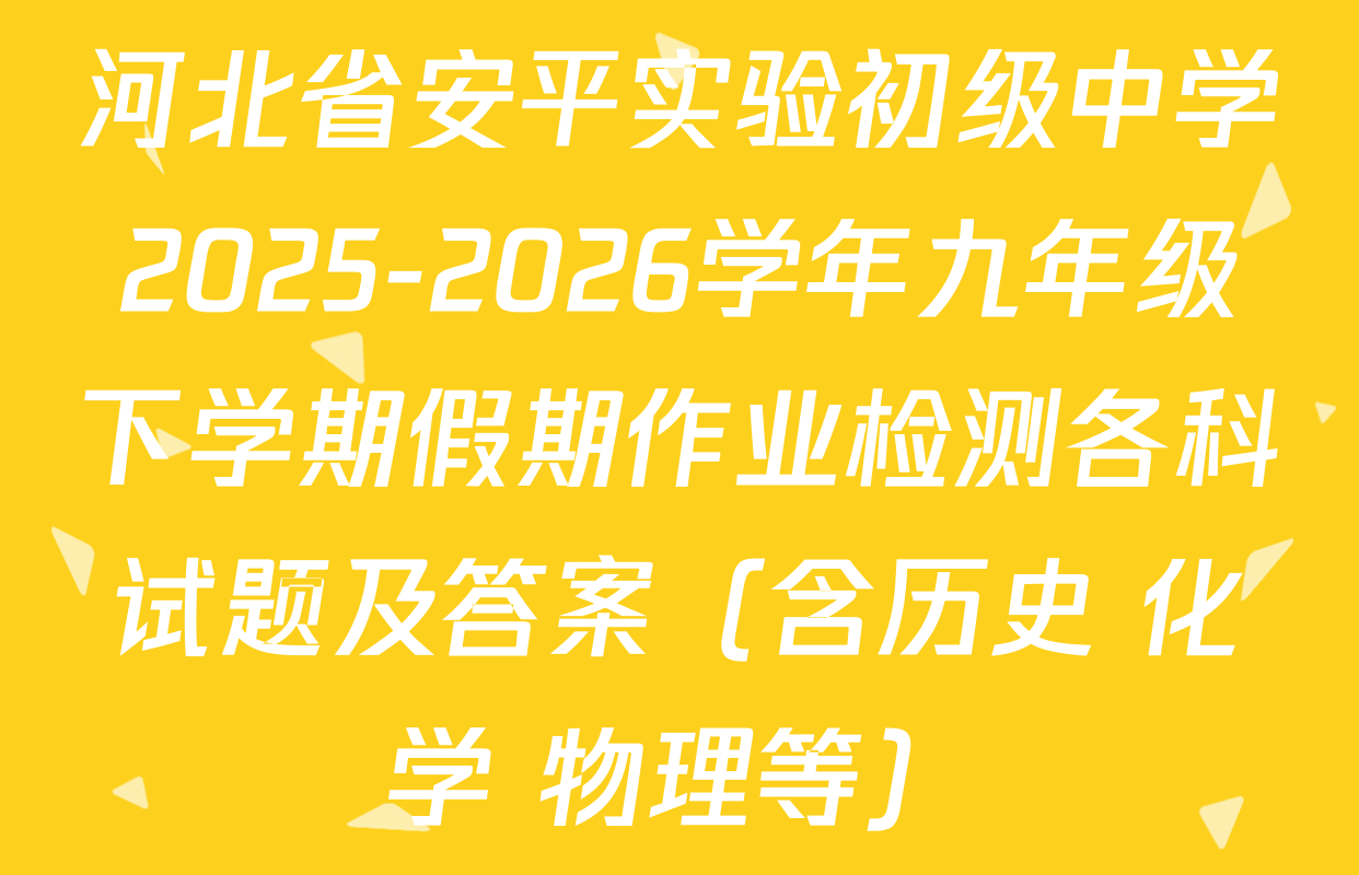 河北省安平实验初级中学2025-2026学年九年级下学期假期作业检测各科试题及答案（含历史 化学 物理等）