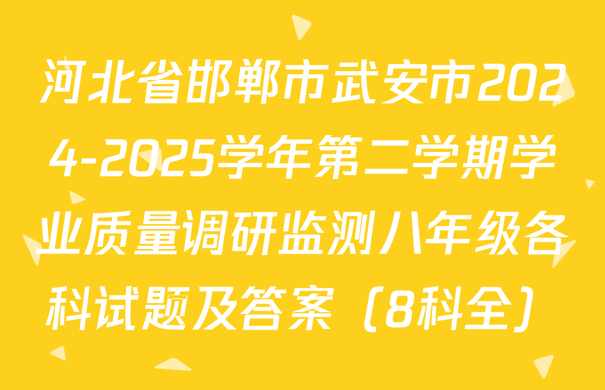 河北省邯郸市武安市2024-2025学年第二学期学业质量调研监测八年级各科试题及答案（8科全）