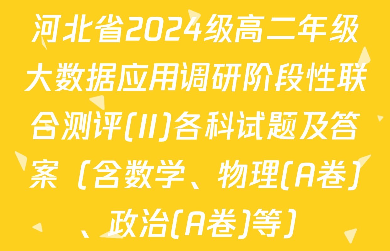 河北省2024级高二年级大数据应用调研阶段性联合测评(II)各科试题及答案（含数学、物理(A卷)、政治(A卷)等）