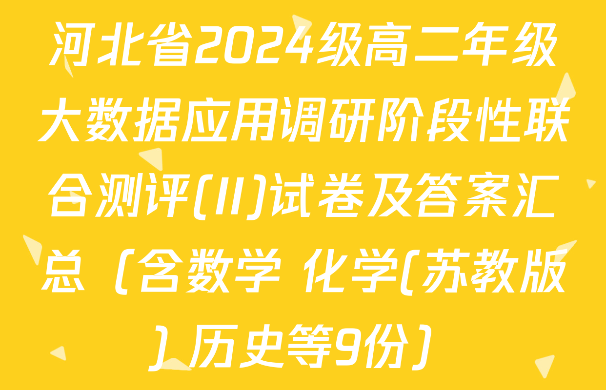 河北省2024级高二年级大数据应用调研阶段性联合测评(II)试卷及答案汇总（含数学 化学(苏教版) 历史等9份）