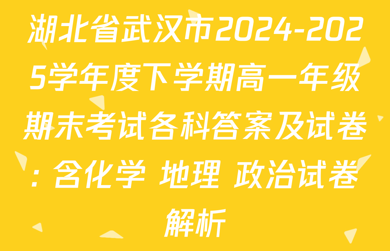 湖北省武汉市2024-2025学年度下学期高一年级期末考试各科答案及试卷: 含化学 地理 政治试卷解析