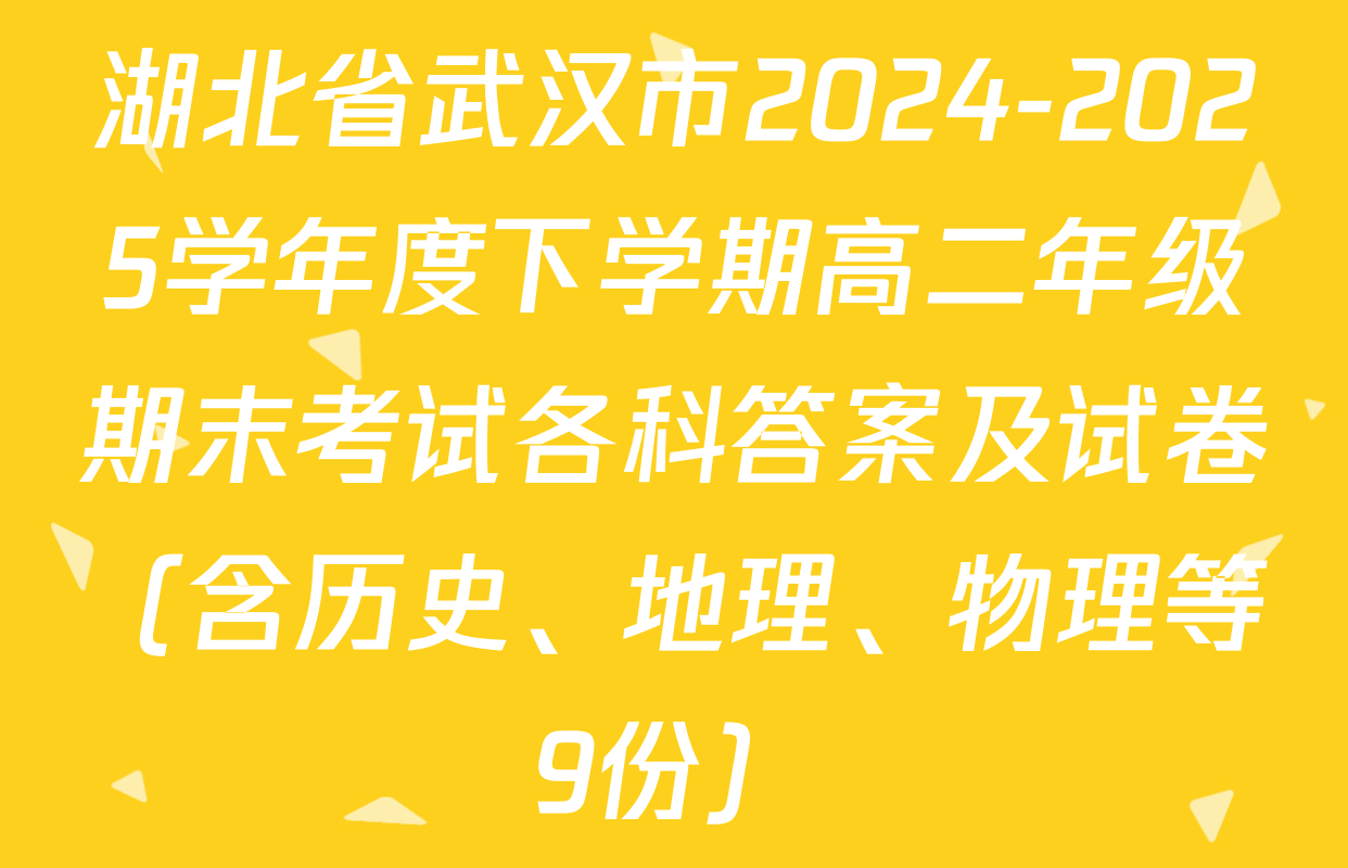 湖北省武汉市2024-2025学年度下学期高二年级期末考试各科答案及试卷（含历史、地理、物理等9份）