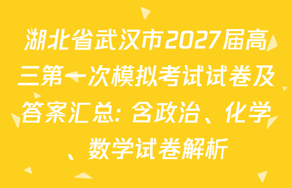 湖北省武汉市2027届高三第一次模拟考试试卷及答案汇总: 含政治、化学、数学试卷解析