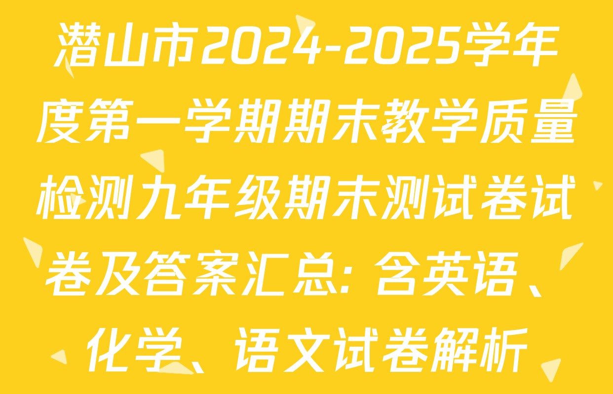 潜山市2024-2025学年度第一学期期末教学质量检测九年级期末测试卷试卷及答案汇总: 含英语、化学、语文试卷解析
