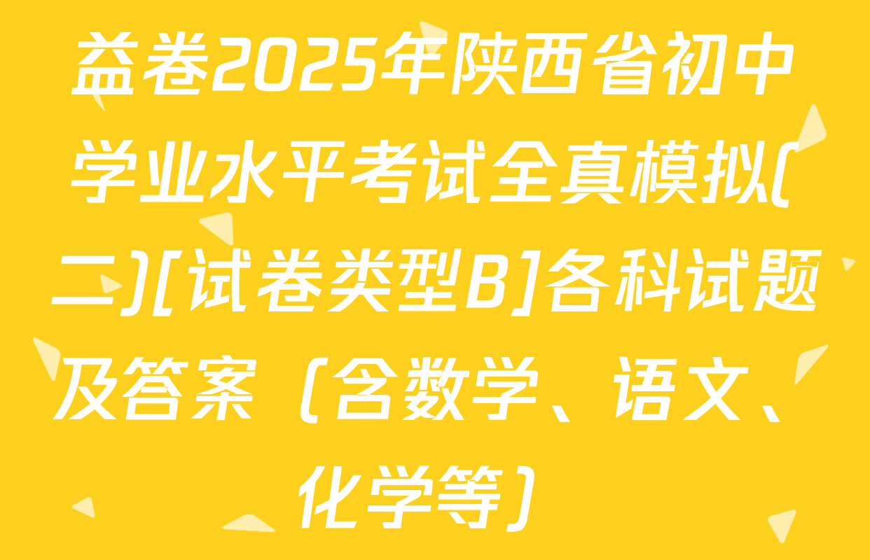 益卷2025年陕西省初中学业水平考试全真模拟(二)[试卷类型B]各科试题及答案（含数学、语文、化学等）