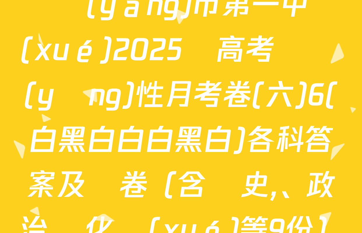 貴陽(yáng)市第一中學(xué)2025屆高考適應(yīng)性月考卷(六)6(白黑白白白黑白)各科答案及試卷（含歷史、政治,、化學(xué)等9份）