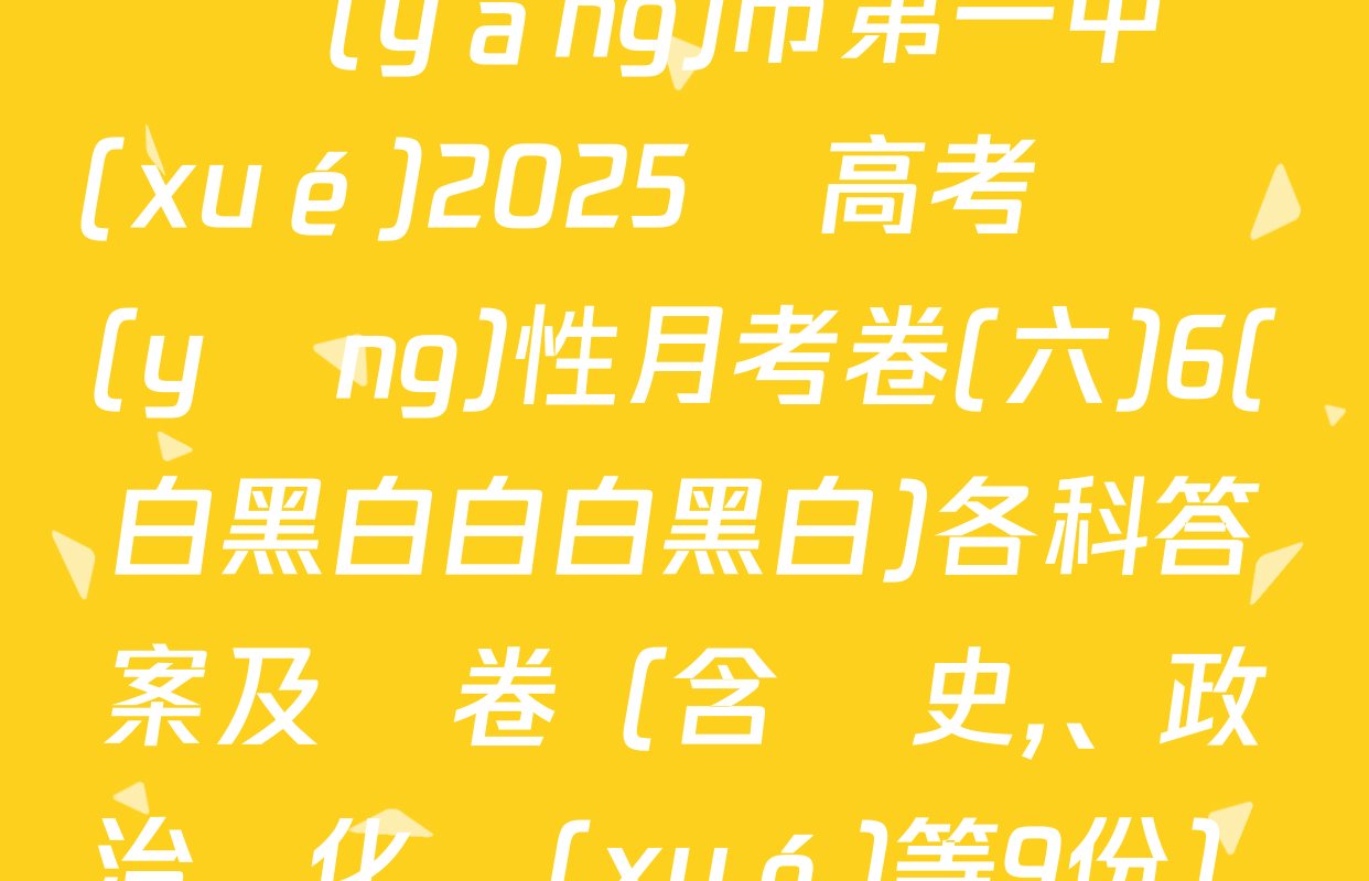 貴陽(yáng)市第一中學(xué)2025屆高考適應(yīng)性月考卷(六)6(白黑白白白黑白)各科答案及試卷（含歷史、政治,、化學(xué)等9份）