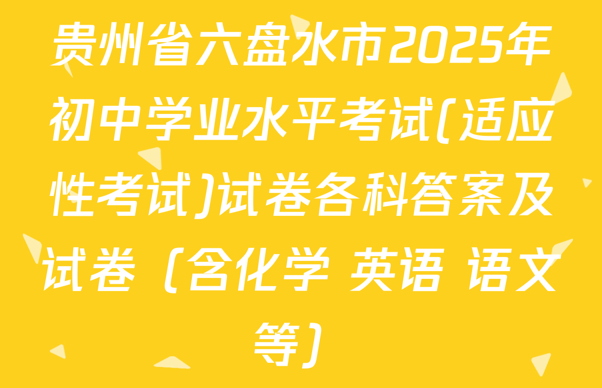 贵州省六盘水市2025年初中学业水平考试(适应性考试)试卷各科答案及试卷（含化学 英语 语文等）