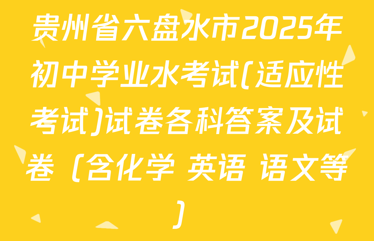 贵州省六盘水市2025年初中学业水考试(适应性考试)试卷各科答案及试卷（含化学 英语 语文等）