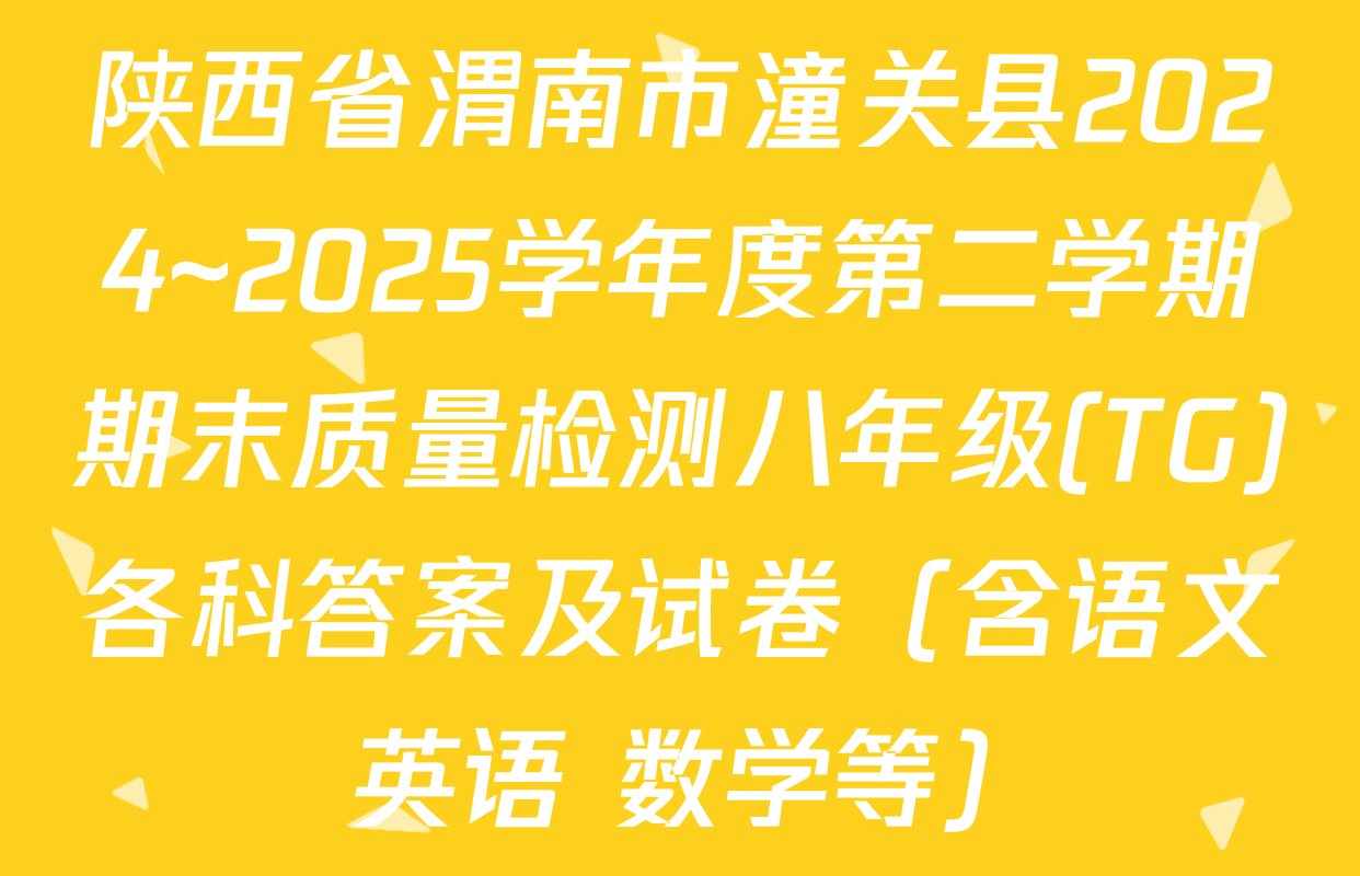 陕西省渭南市潼关县2024~2025学年度第二学期期末质量检测八年级(TG)各科答案及试卷（含语文 英语 数学等）