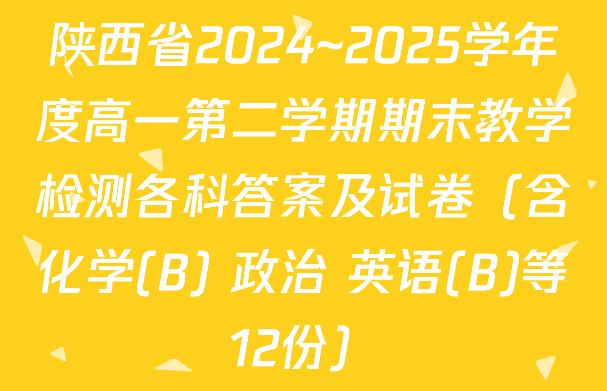 陕西省2024~2025学年度高一第二学期期末教学检测各科答案及试卷（含化学(B) 政治 英语(B)等12份）