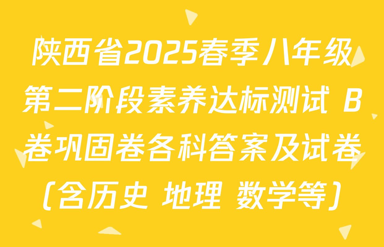 陕西省2025春季八年级第二阶段素养达标测试 B卷巩固卷各科答案及试卷（含历史 地理 数学等）