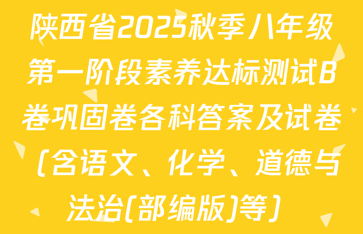 陕西省2025秋季八年级第一阶段素养达标测试B卷巩固卷各科答案及试卷（含语文、化学、道德与法治(部编版)等）