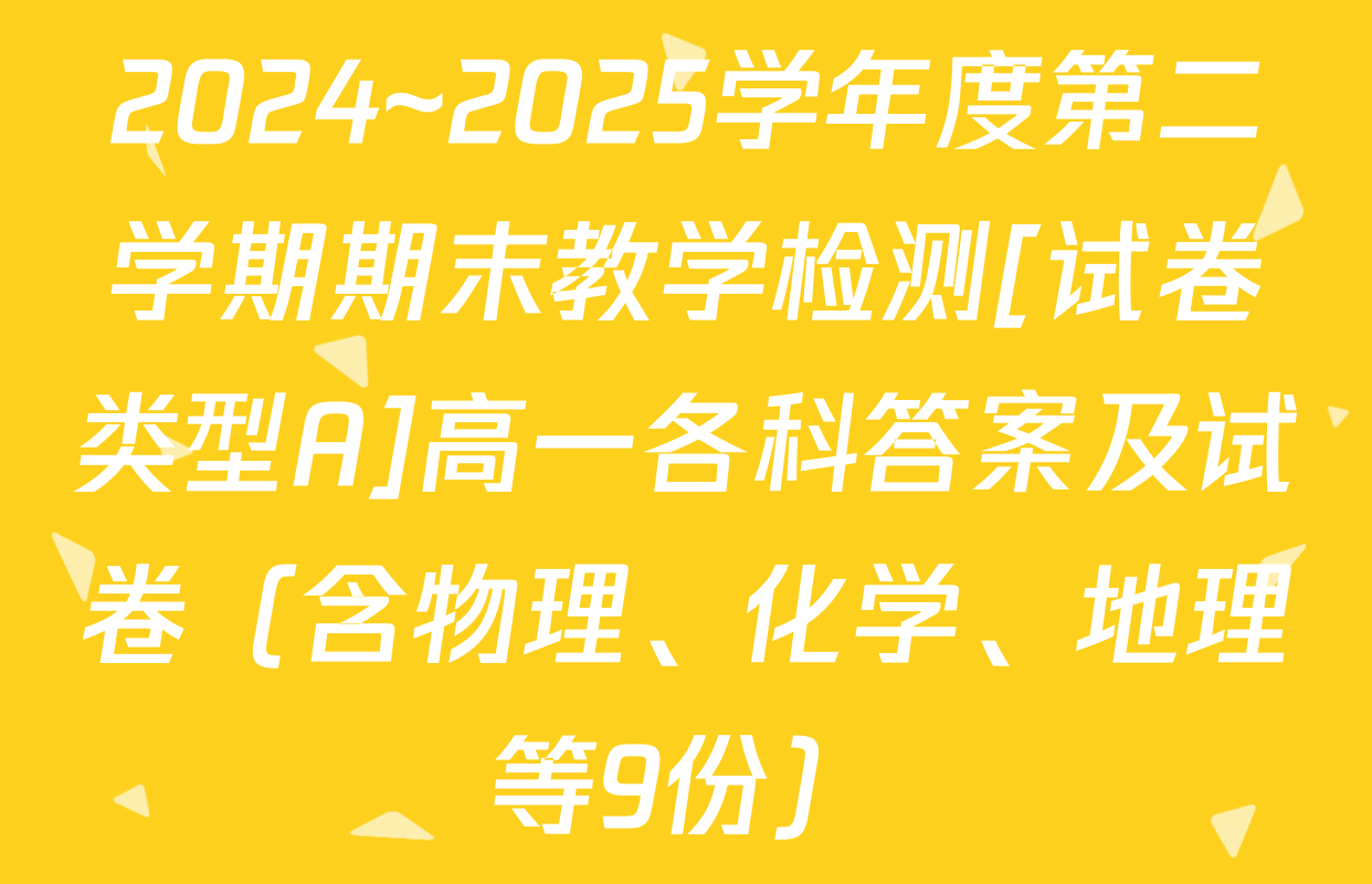 2024~2025学年度第二学期期末教学检测[试卷类型A]高一各科答案及试卷（含物理、化学、地理等9份）