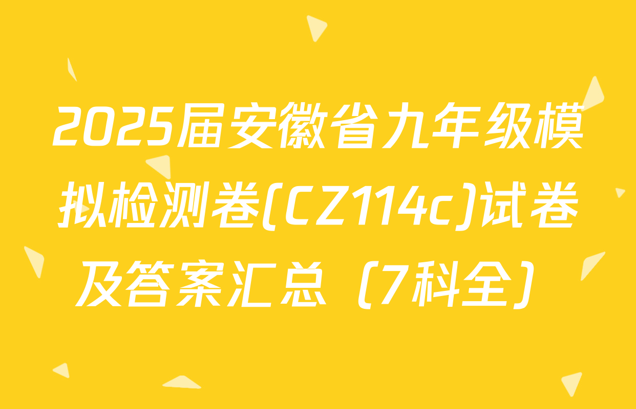 2025届安徽省九年级模拟检测卷(CZ114c)试卷及答案汇总（7科全）