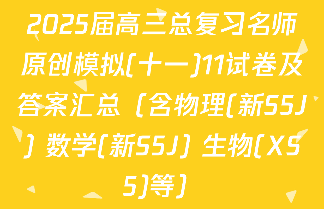 2025届高三总复习名师原创模拟(十一)11试卷及答案汇总（含物理(新S5J) 数学(新S5J) 生物(XS5)等）