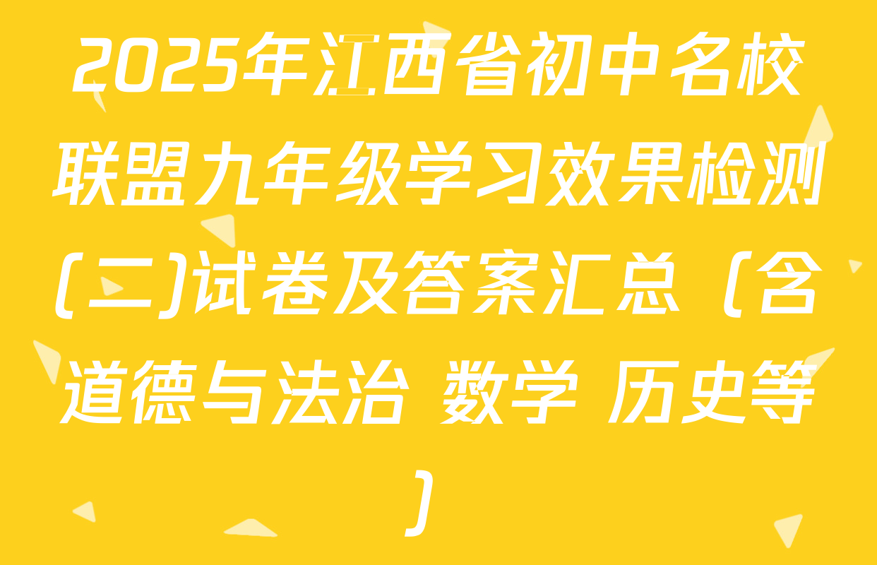 2025年江西省初中名校联盟九年级学习效果检测(二)试卷及答案汇总（含道德与法治 数学 历史等）