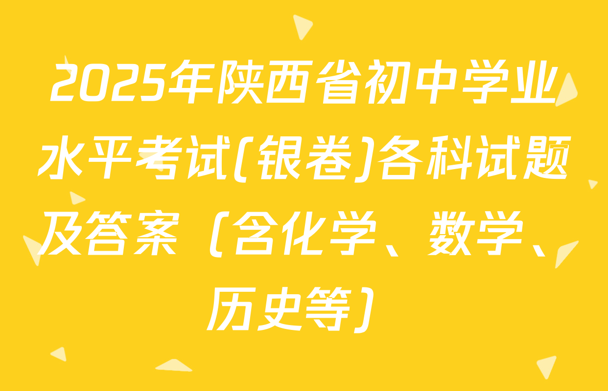 2025年陕西省初中学业水平考试(银卷)各科试题及答案（含化学、数学、历史等）