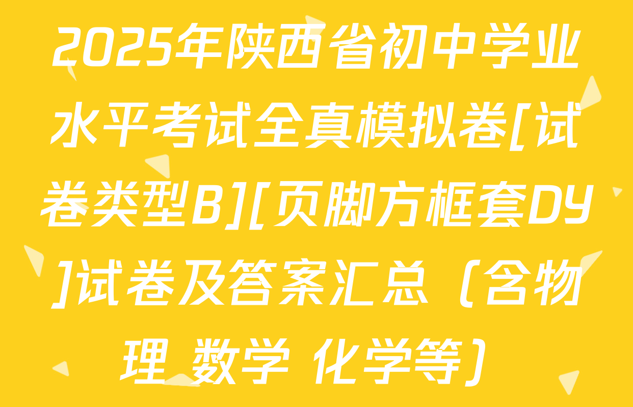 2025年陕西省初中学业水平考试全真模拟卷[试卷类型B][页脚方框套DY]试卷及答案汇总（含物理 数学 化学等）