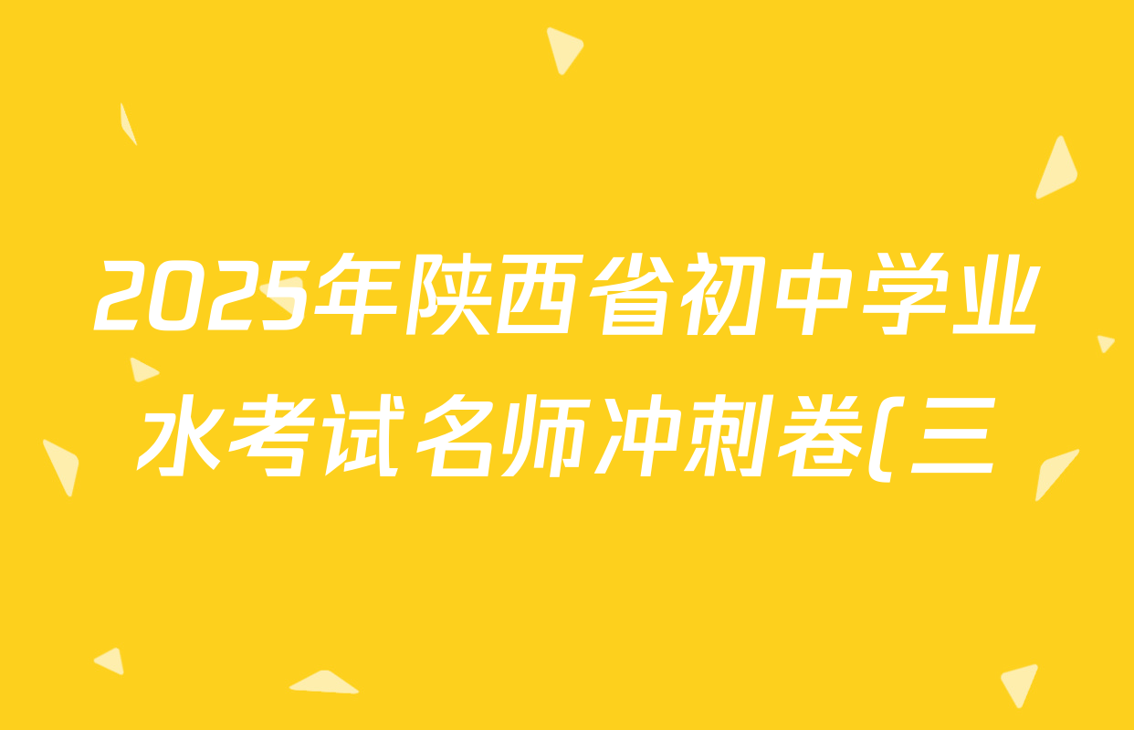 2025年陕西省初中学业水考试名师冲刺卷(三)3试卷及答案汇总(含物理、化学、历史等7份) 2025年陕西省初中学业水考试名师冲刺卷(三)3试卷及答案汇总(含物理、化学、历史等7份)