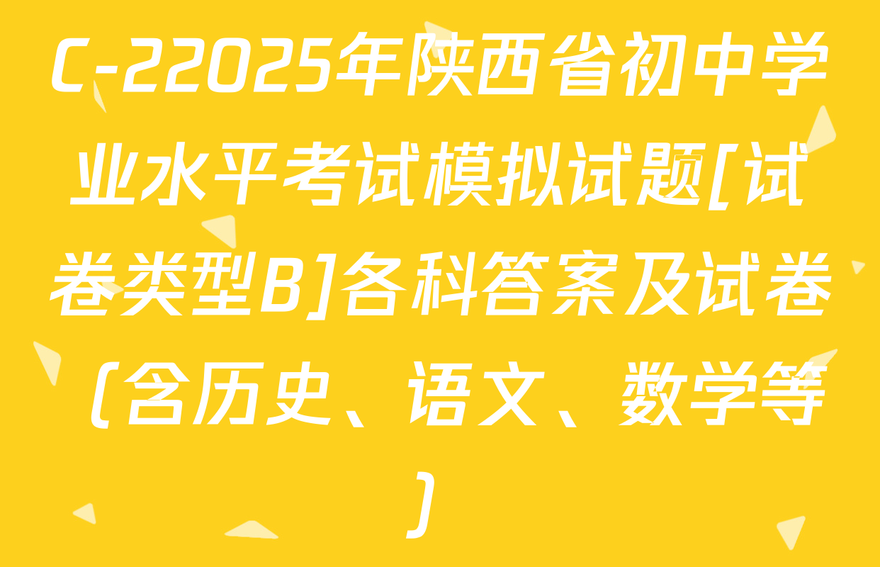 C-22025年陕西省初中学业水平考试模拟试题[试卷类型B]各科答案及试卷（含历史、语文、数学等）