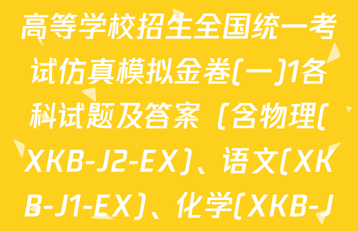 XKB-J-EX 2026届普通高等学校招生全国统一考试仿真模拟金卷(一)1各科试题及答案（含物理(XKB-J2-EX)、语文(XKB-J1-EX)、化学(XKB-J1-B-EX)等10份）