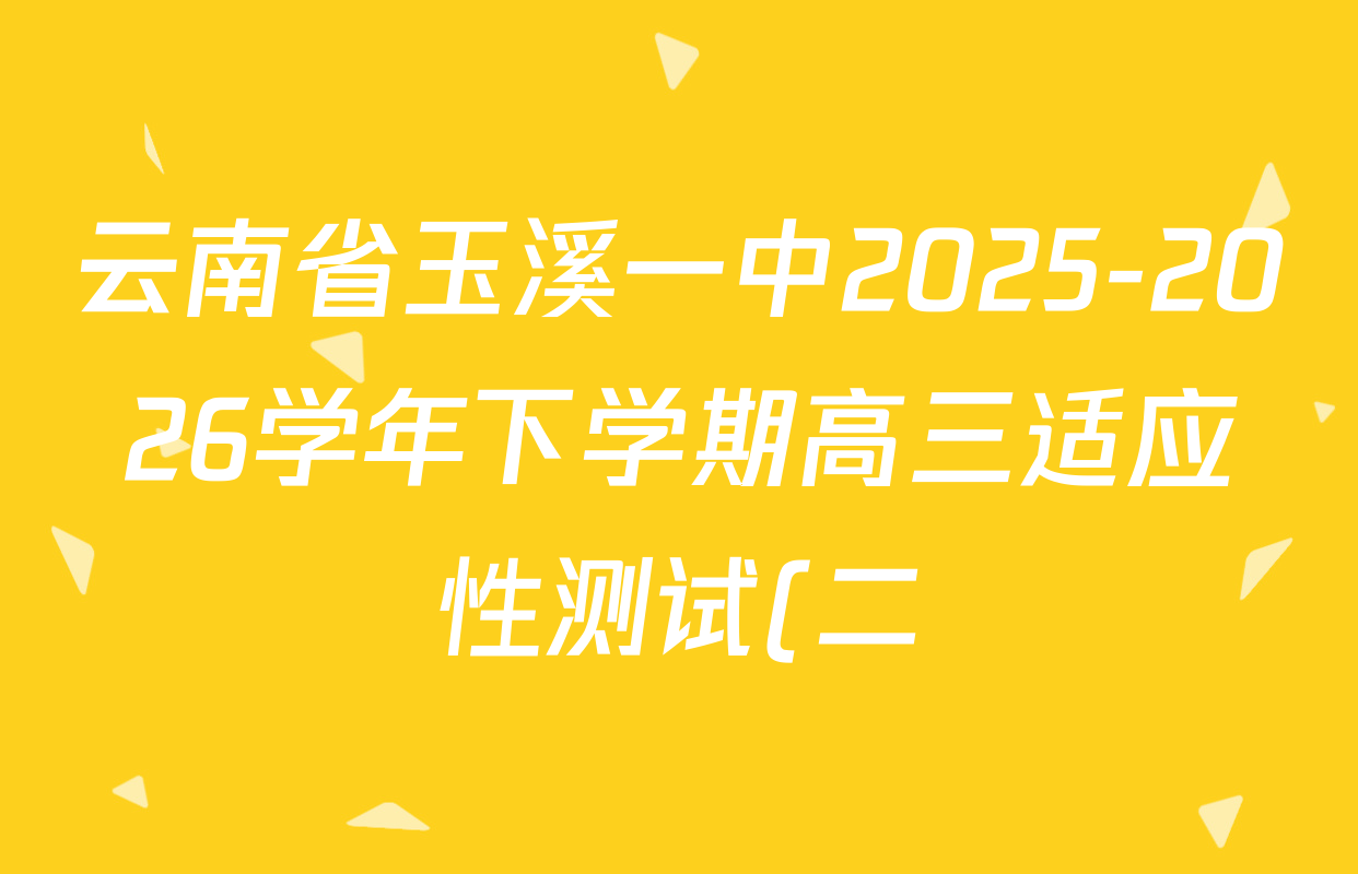 云南省玉溪一中2025-2026学年下学期高三适应性测试(二)试卷及答案汇总(含化学 历史 政治等9份)