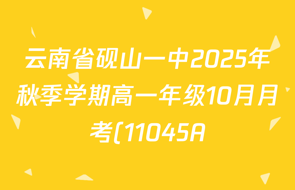 云南省砚山一中2025年秋季学期高一年级10月月考(11045A)各科试题及答案(含物理 语文 英语等9份) 云南省砚山一中2025年秋季学期高一年级10月月考(11045A)各科试题及答案(含物理 语文 英语等9份)