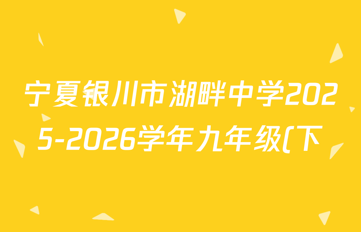 宁夏银川市湖畔中学2025-2026学年九年级(下)3月限时作业各科试题及答案(已更新化学 历史 英语等7份) 宁夏银川市湖畔中学2025-2026学年九年级(下)3月限时作业各科试题及答案(已更新化学 历史 英语等7份)