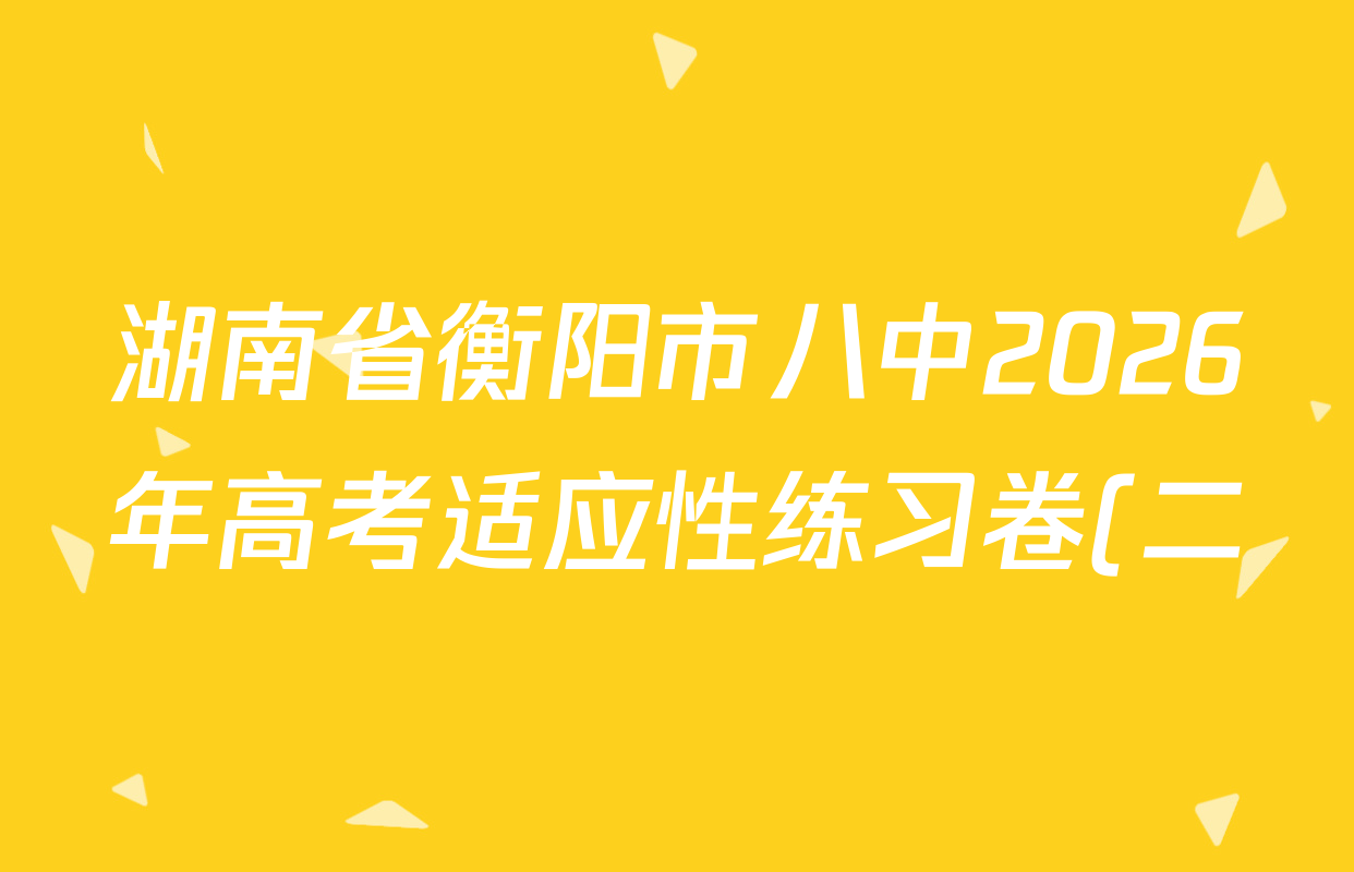 湖南省衡阳市八中2026年高考适应性练习卷(二)试卷及答案汇总(已更新地理 物理 政治等9份)