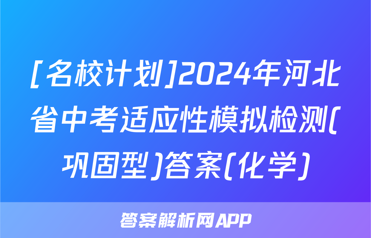 [名校计划]2024年河北省中考适应性模拟检测(巩固型)答案(化学)